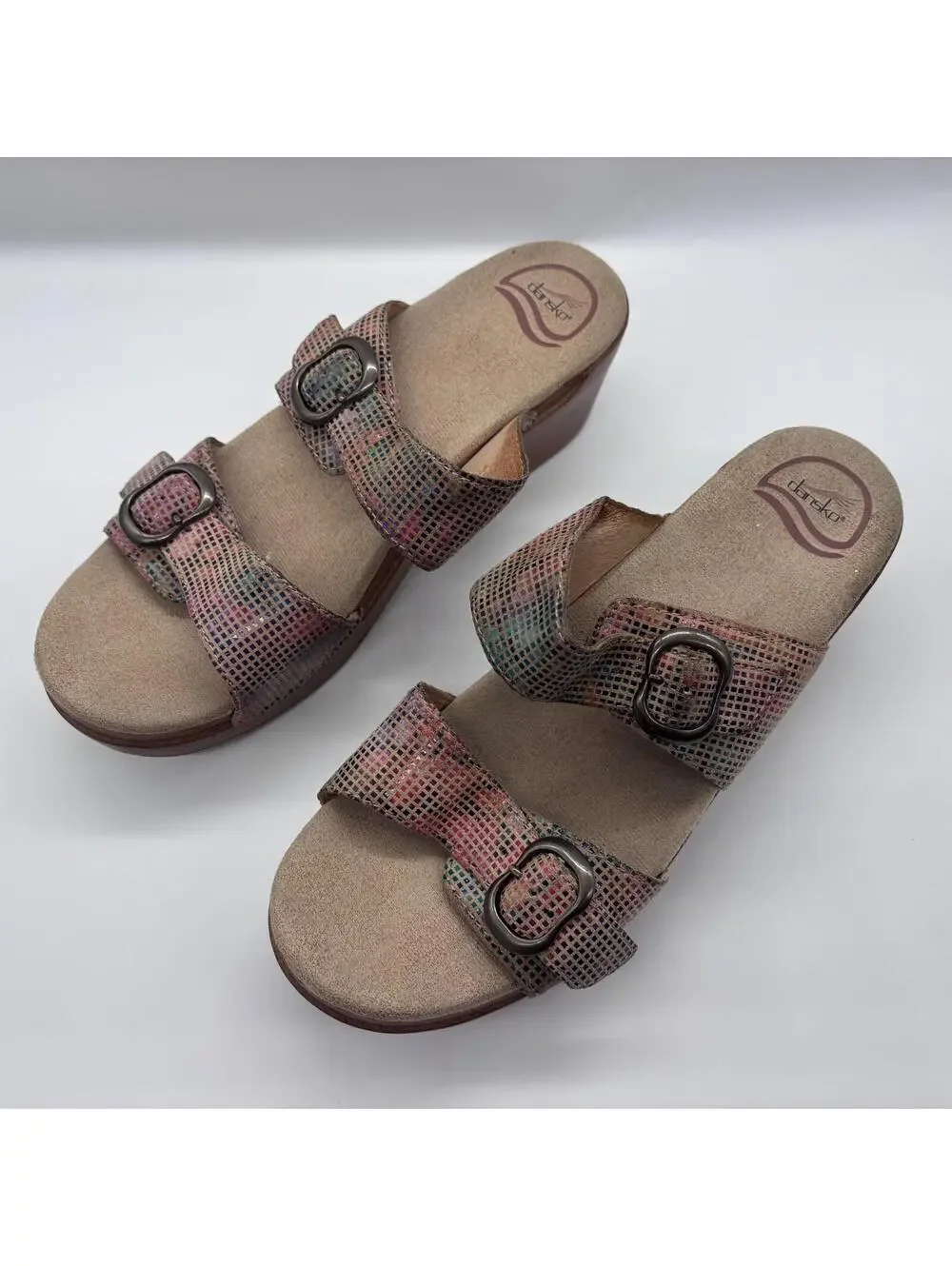 Dansko Sophie Leather Slide Colorful Women's EU 40 Metallic Double Strap Buckle